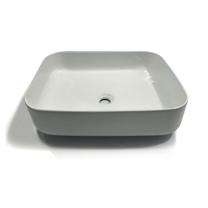 Ogomondo rettangolare bianco lucido ceramica bagno lavabo lavabo - Product Image 1