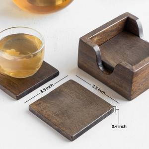 Antique Customizable Set of 4 Eco-Friendly Mango Wood <b>Coasters</b> Handpainted Durable Decorative Wooden <b>Coasters</b> - Product Image 2