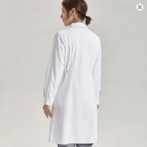 Manteau de laboratoire en toile blanche longue et douce personnalisable pour femmes, longueur régulière - Product Image 2