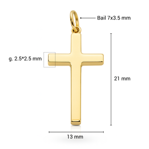 Colgante de Cruz de Oro de 14K Hecho a Mano, Grueso y Sólido, Amarillo, Unisex, Moderno, para Uso Diario, Amuleto Religioso para Mujeres, Hombres y Niñas - Product Image 4
