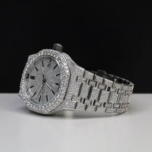 Elegant Classic Lab Grown Moissanite Quartz Square Glass Crystal Business Sport Fashion Hip Hop <b>Watch</b> 41mm Stainless Steel - Product Image 2