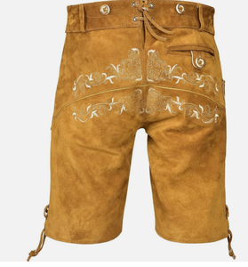 Pantalones cortos de cuero bávaro para hombre de alta calidad con bordado personalizado al por mayor - Product Image 2
