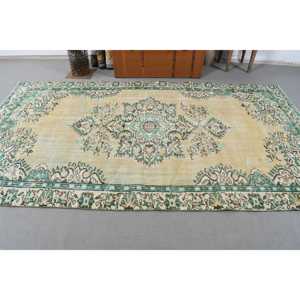 พรมตุรกีวินเทจขนาด 5.2x9.5 ฟุต พรมขนาดใหญ่ พรมขนสัตว์สีเขียว - Product Image 3