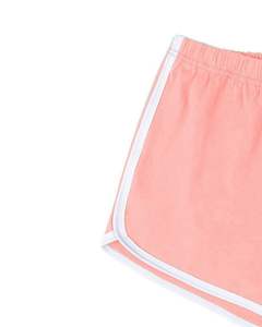 Shorts de course pour femmes en pêche avec bordure blanche, taille élastique et cordon de serrage, vêtements de sport d'été, séchage rapide, shorts de sport décontractés - Product Image 3
