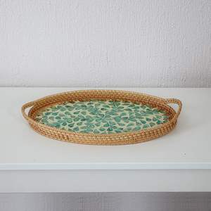 Plateau de service en nacre écologique de haute qualité poignée en rotin décoration de Table à la main assiettes assiettes Vietnam vente en gros - Product Image 6