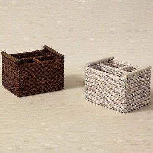 Handmade Woven Rattan Storage <b>Basket</b> Wicker Utensil Caddy For Home Organization And Decorative <b>Display</b> - Product Image 2