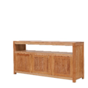Mesa de Buffet de Madera Maciza de Lujo de 3 Puertas con Estantes, Diseño de Mediados de Siglo, con Marco de Madera de Teca de Indonesia - Product Image 2