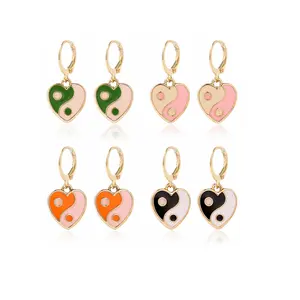 Hot selling earrings ins c multicolor oil drop love Tai Chi gossip earrings earrings