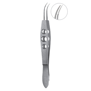 Microinstrumentos quirúrgicos oftálmicos Jaffe al por mayor, fórceps curvos de 6mm, mandíbulas suaves y delicadas, fuente de alimentación manual para uso ocular - Product Image 1