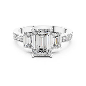 Bague en or jaune 14 carats avec émeraude et diamant rond de laboratoire pour femmes |   Bague de fiançailles |   Nouveau diamant cultivé - Product Image 5