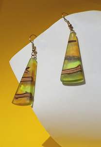 TEXTURAS DE MADERA LLAMACIÓN CALIDAD COLGANTES Hoja de oro Negro Blanco Resina Pendientes en forma de corazón Cuadrado Redondo Geométrico Resina de madera - Product Image 3