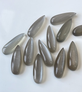 Natural Grey Moonstone 8x24mm Pear Cabochon Calidad AAA-Grey Moonstone Pear Cabochon - Product Image 2