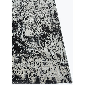 พรมขนสัตว์และไหมไผ่ถักมือสีเทาและดำ ลายแบบนามธรรม รุ่น Srb(703) สำหรับใช้ในบ้าน - Product Image 4