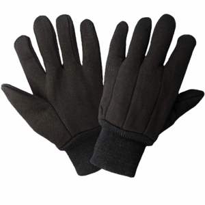 Guantes de trabajo de lona 100% algodón con doble palma, para construcción, con pulgar recto y muñeca tejida con hilo rojo - Product Image 1
