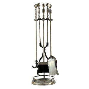 Juego de herramientas para chimenea de latón macizo con soporte adornado y herramientas duraderas hechas a mano para casas históricas o salas de estar de cabañas rústicas - Product Image 4