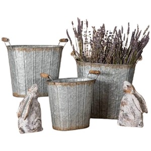 Juego de 3 contenedores de almacenamiento de alimentos galvanizados en forma de cubo, vajilla elegante para el hogar y utensilios de cocina, solución de almacenamiento de alimentos - Product Image 1