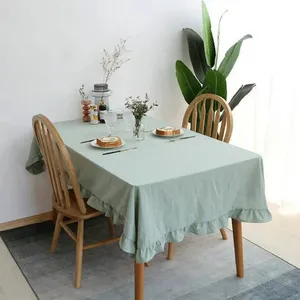 Taplak meja linen kerut, taplak meja dengan Kerut terbuat dari 100% linen, banyak warna dan serbet rumbai meja kustom UNTUK RESTORAN