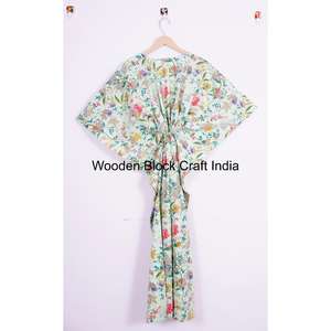 Bohemian Cotton Robe 100% Cotton <b>Kaftan</b> Indian Cotton <b>Dress</b> Summer Wear <b>Kaftan</b> Night Wear <b>Womens</b> <b>Kaftan</b> For Gift - Product Image 5