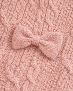 Manufacture Customized Women Blush Pink Cable Knit Cropped Sweater With Bow Applique <b>Long</b> Sleeve Round Neck Cute Winter Fashion - Product Image 6