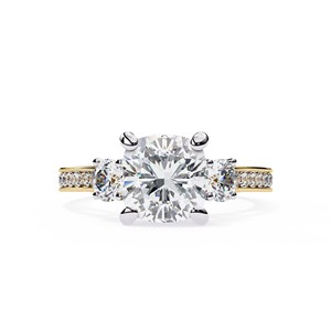 Bague en diamant de qualité supérieure, or jaune, taille coussin, diamant naturel pour les mariages, les événements spéciaux, certifiée IGI - Product Image 1