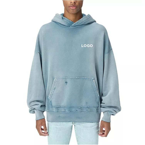 Sudaderas Extra Grandes Personalizadas con Lavado Ácido y Estilo Desgastado, Ropa de Exterior de Color Sólido, Moda Urbana para Hombre - Product Image 1