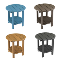Table Ronde Moderne Confortable pour Jardin et Plage, en Plastique Bois HIPS Durable, Étanche et Anti-Corrosion