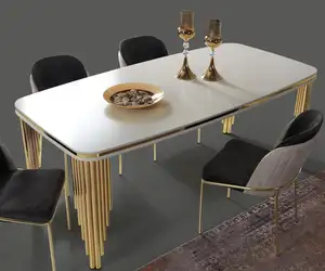डाइनिंग रूम टेबल डाइनिंग एरिया डाइनिंग रूम फर्नीचर टेबल लकड़ी सोना सफेद