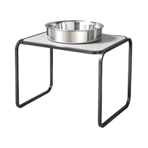 Mangeoire minimaliste moderne en métal gris et noir avec bol amovible en acier inoxydable et plaque de style INS - Product Image 6