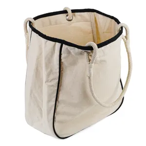 Bolsas de Lona Resistentes y Ecológicas, Paquete de 5, 35.5x35.5x15 cm, Asas de Cuerda, Logotipo Personalizado, Cierre de Cremallera, Reutilizables para Uso Diario, Regalo - Product Image 3