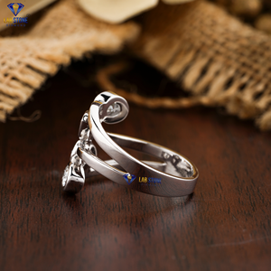 1.28 TDW bague en diamant taillé poire et ovale diamant labgrown 18K or blanc Hpht/Cvd bijoux en diamant - Product Image 3