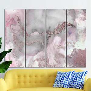 Tableau sur toile imprimé en marbre rose et gris élégant, 4P : encadré - Product Image 1