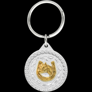 Porte-clés en peluche tête de fer à cheval doré Porte-clés jouet amusant - Product Image 1