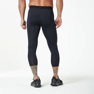 Pantalons de yoga de compression pour hommes sur mesure en gros, taille haute élastique, séchage rapide, leggings de course et de gym avec design personnalisable - Product Image 4