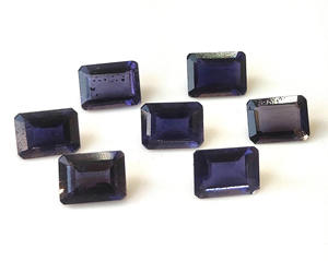 Pierre précieuse en vrac à facettes taillées en octogone d'iolite naturelle en gros 3x5mm-7x9mm bleu pour la fabrication de bijoux - Product Image 1