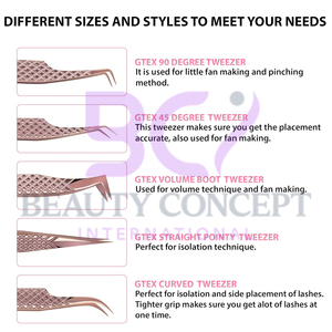 Pince à épiler pour extension de cils en acier inoxydable, couleur or rose, droite, courbée, 45, 90 degrés - Product Image 3