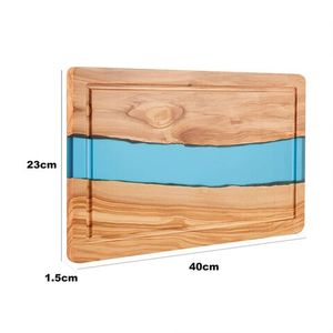 Planche à découper époxy en bois d'olivier et résine faite à la main de haute qualité taille personnalisée, planche de cuisine multifonction colorée - Product Image 6
