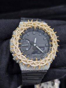 Reloj Unisex de Lujo en Plata 925 con Bisel de Diamantes Moissanite VVS, Estilo Espinas Heladas para Bodas y Fiestas - Pantalla Digital, Joyería Hiphop - Product Image 2