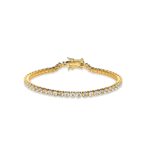 Bracelet tennis classique en or jaune 2,5 mm, serti de diamants ronds, unisexe, pour usage quotidien, en argent sterling 925, fabrication turque - Product Image 1