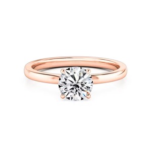 Understated Lab Grown Diamonds <b>Plain</b> Band Round Brilliant Engagement Ring F-VS2 Trendy Jewellery 14K Solid Gold Prong Setting - Product Image 2