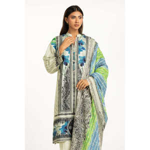 IUSTKSD-1170 Conjunto de Verano de 3 Piezas con Estampado Jacquard, Cuello Mandarín, Manga Tres Cuartos, Transpirable, Estilo Bohemio - Product Image 2