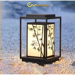 Luces Decorativas de Jardín LED Solares con Patrón de Bambú, Clasificación IP66, Construcción Metálica, Luz Blanca Cálida Suave de 2700K - Product Image 4