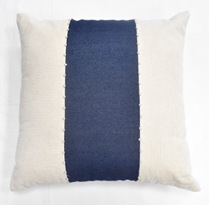 Funda de cojín decorativa con patrón de rayas ecológico para uso doméstico y hotelero 100% algodón con técnica de retazos - Product Image 1