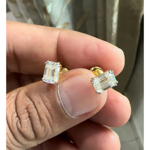 Ishi Diamonds Enchanting 18k Gold 1 Carat Each <b>Emerald</b> Cut Solitaire <b>Stud</b> Earrings - Product Image 5