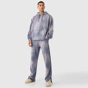 Chándal informal de invierno de gran tamaño para hombre, conjunto de pantalones de chándal con capucha, estampado personalizado XL, forro polar, Jogger de talla grande con logotipo - Product Image 1