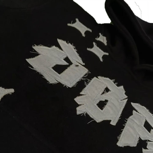 Oem Heavy Weight Sweats à capuche pour hommes Vente en gros Sweat à capuche avec broderie d'appliques Sweats à capuche thermiques avec patch vieilli personnalisé - Product Image 4