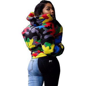 <b>Puffer</b> Bubble <b>Crop</b> Bomber <b>Jacket</b> with Printed Design Nylon Lining Thick Winter Casual Coat - Product Image 6
