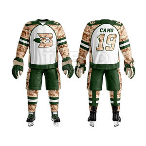 Vêtements de sport personnalisés pour hommes de haute qualité 100% polyester maillots d'équipe de hockey respirants OEM ensembles d'uniformes de hockey sur glace 300g tissu - Product Image 1