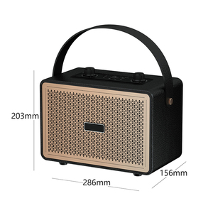 Retro Cổ Điển Không Dây Màu Xanh Răng Loa Di Động Bằng Gỗ Da Loa Hifi Âm Thanh Stereo Bass Loa FM Đài Phát Thanh - Product Image 5