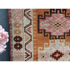 Turkish <b>Rug</b>, 2.7x12.2 ft <b>Runner</b> Vintage <b>Rug</b>, Herki Orange Brown Solid <b>Rug</b> - Product Image 4