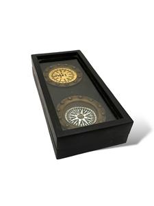 Premium Brass Wood Glass <b>Watch</b> <b>Compass</b> in Box Nautical Art Decor Office Desk Ornament Combining Timekeeping - Product Image 2